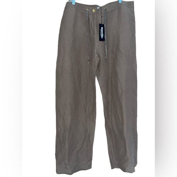 WinterSilks Women’s Plus Silk‎ Linen Wide Leg Pants Brown Washable Size 18 NWT - Picture 1 of 11